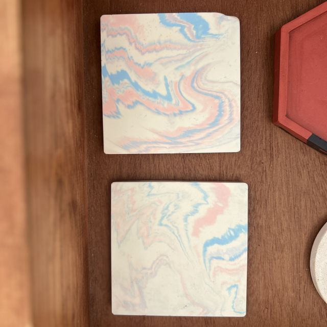 Coasters - square -*seconds* - pale pink and blue