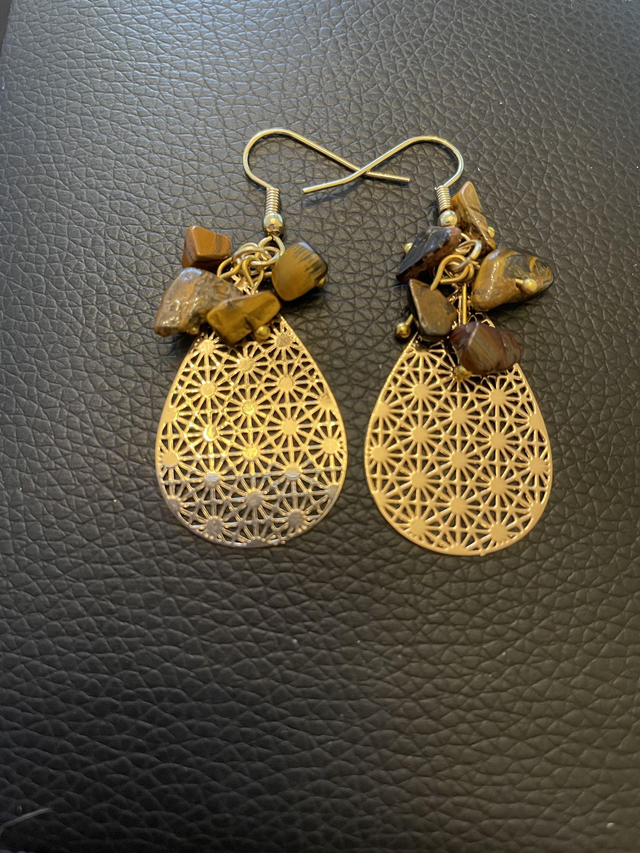 Boucles d'oreilles Oeil de tigre chips