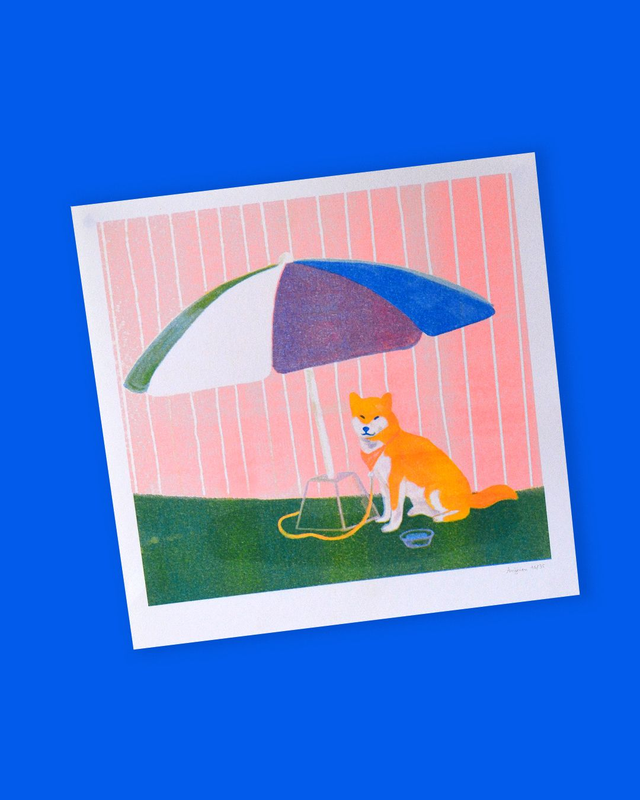 Affiche imprimée en risographie Shiba de kumano kodo