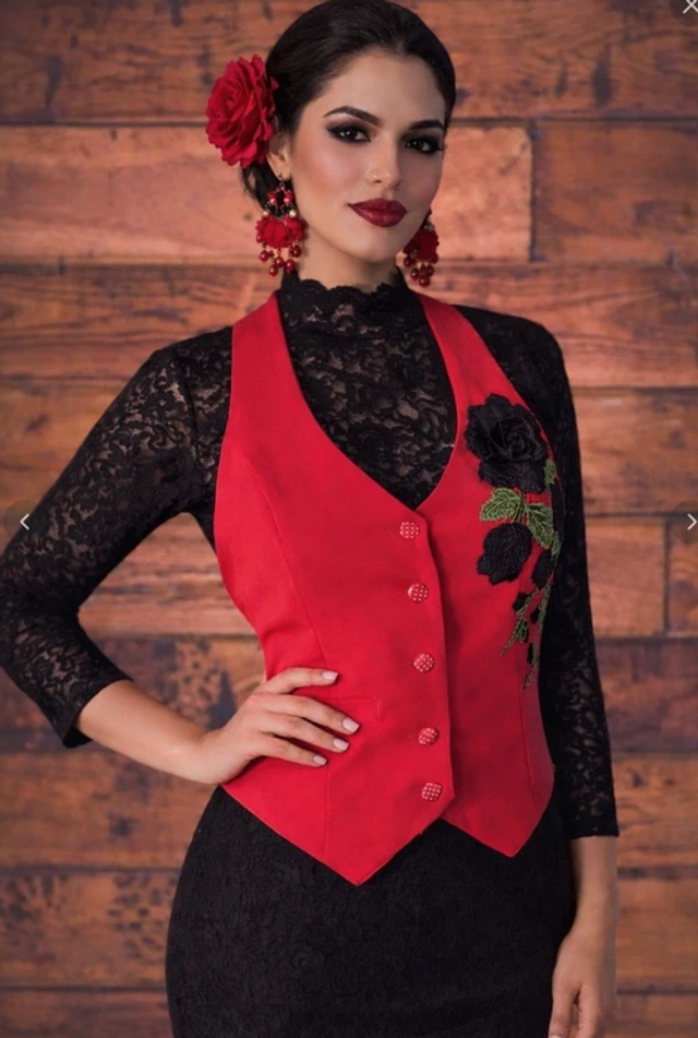 465 Taille M Gilet dos nu Fleur noire 