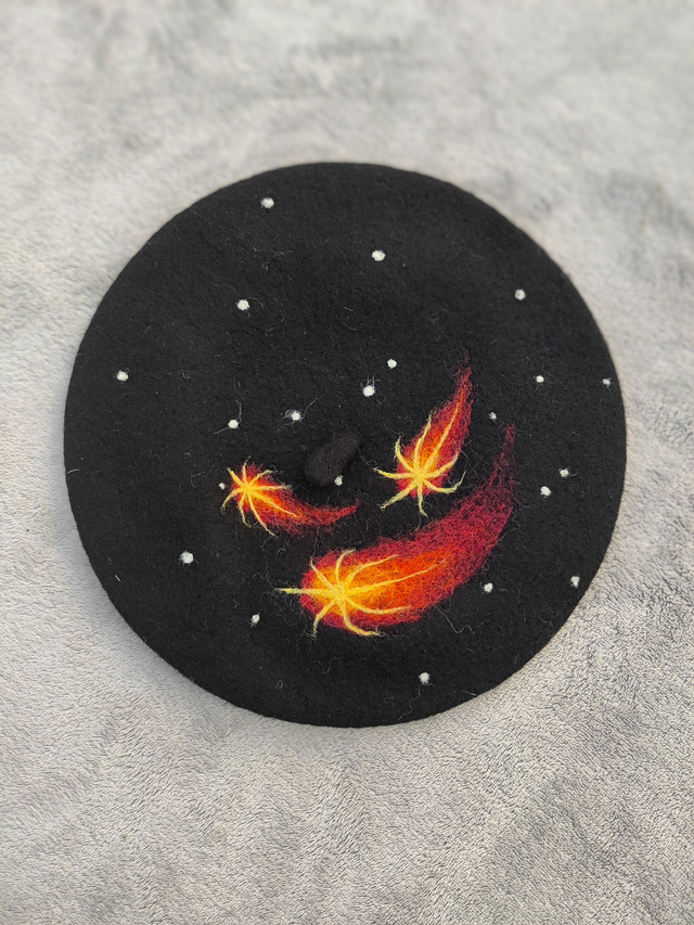 Three Comets // Upcycled Beret
