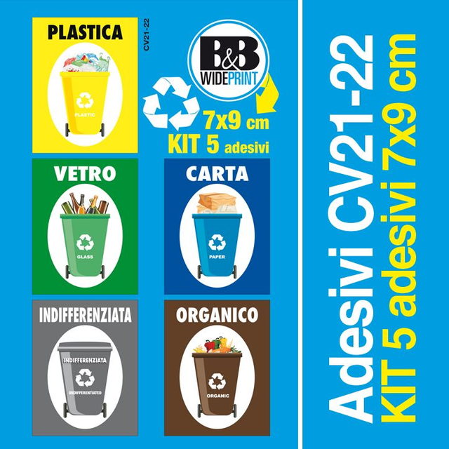 KIT 5 Adesivi Spazzatura 7x9 cm - CV21