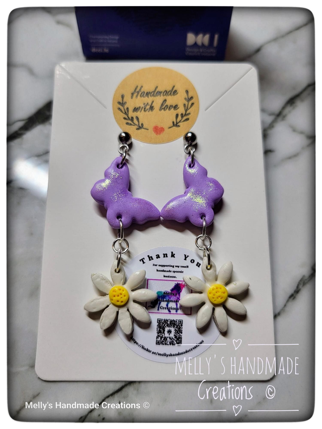 Butterfly and Daisy Earrings