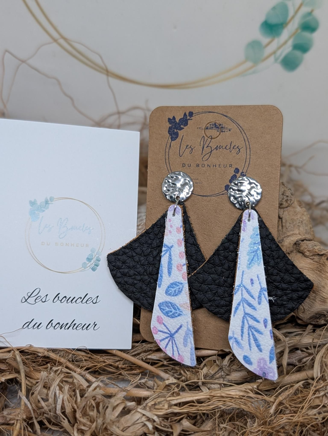 Boucles d'oreilles Georgia noir fleurie ge016