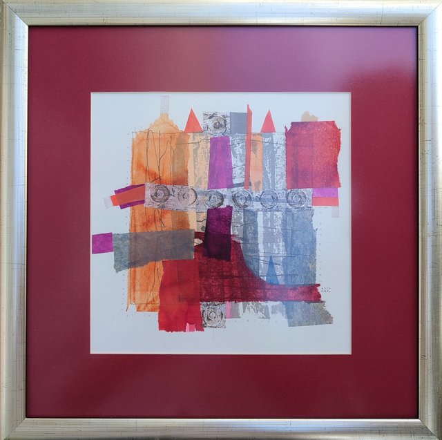 Kompozycja14, 30x30 (20x20 w świetle passe-partout) tech. mieszana 2020 oprawiony