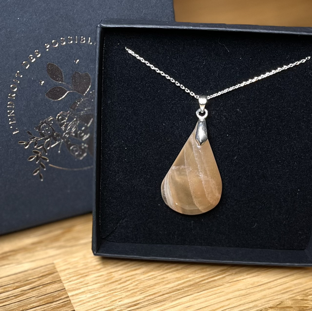 Collier - Calcite jaune - argent 925