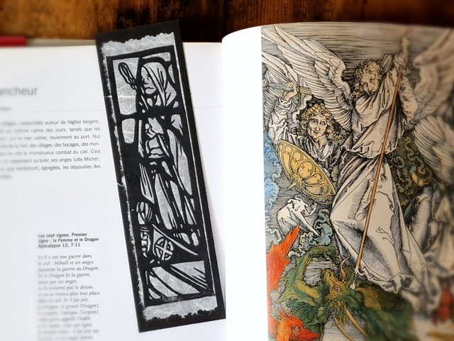 Linogravure - Marque Page - Vitrail