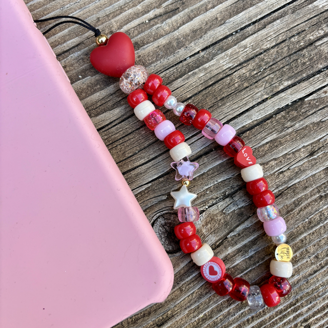 Grigri de téléphone Bonbon d’amour ♥️ Cœur rouge passion - Taille S