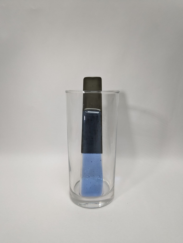 Touillette en verre fusionner gris et bleu