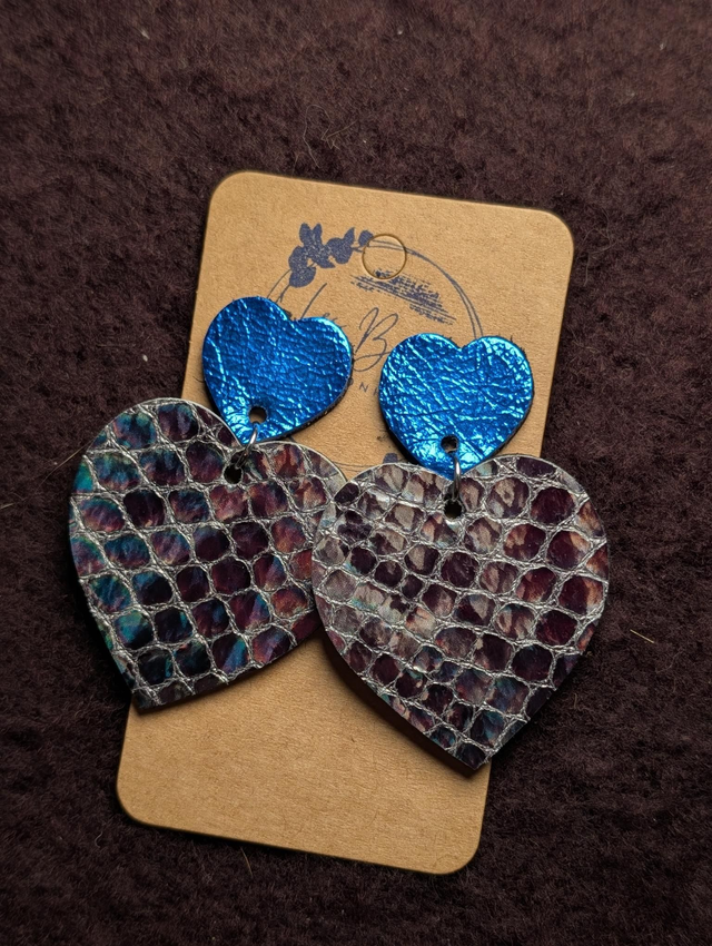 Boucles d'oreilles Louise holographique bleu roi lo018