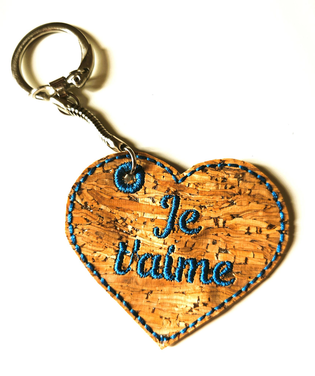 Porte clé brodé "Je t'aime" 