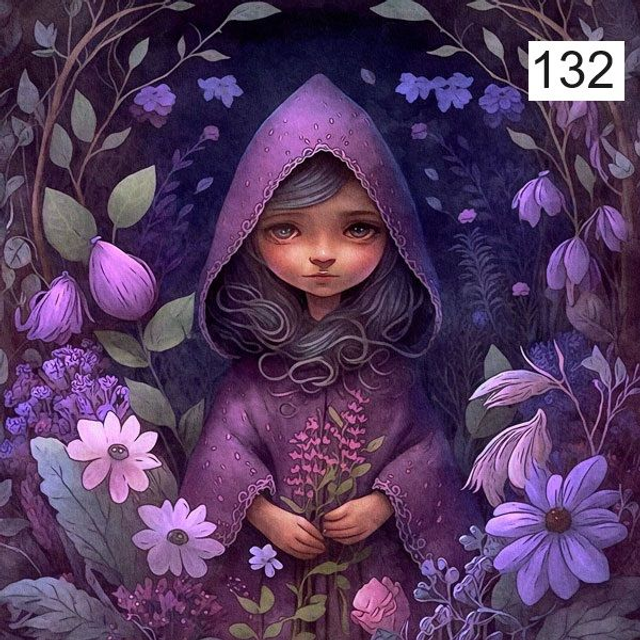 Panneau Fillette en Velours - 30x30cm