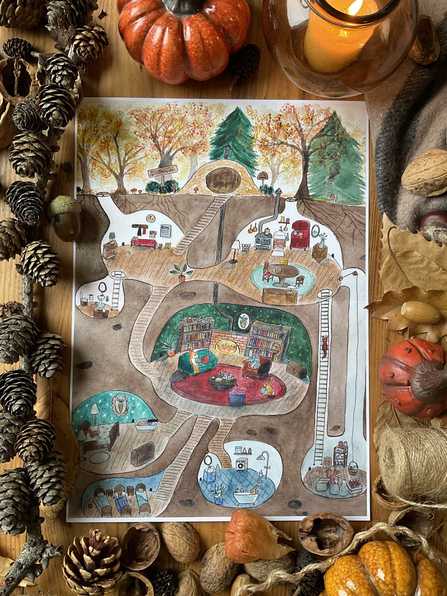 Le terrier en automne - affiche