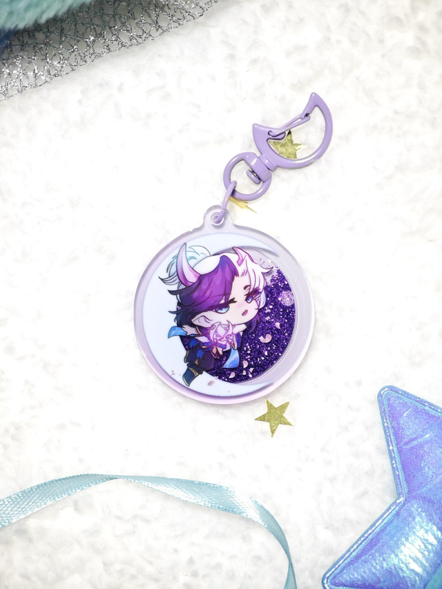 Spirit Blossom Aphelios Liquid Glitter Keychain