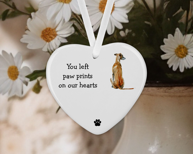 "Greyhound"  Personalised Pet Memorial Ceramic Heart 