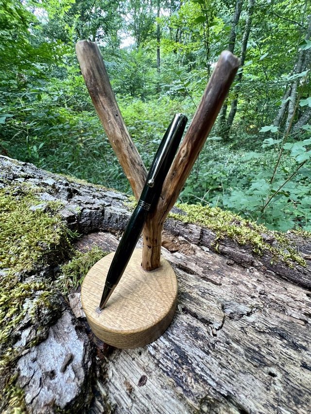 Stylo art deco gris Ebène du Gabon 