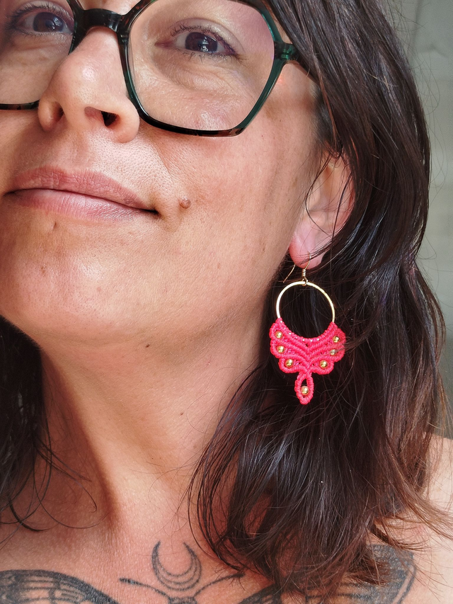 Boucles d'oreilles artisanales en micro-macramé
