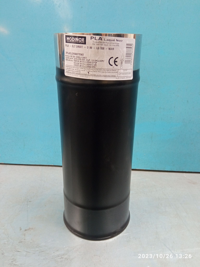 PLA - Élément droit avec collier NOIR D80 330 mm - 2PLAELDR80330NO 