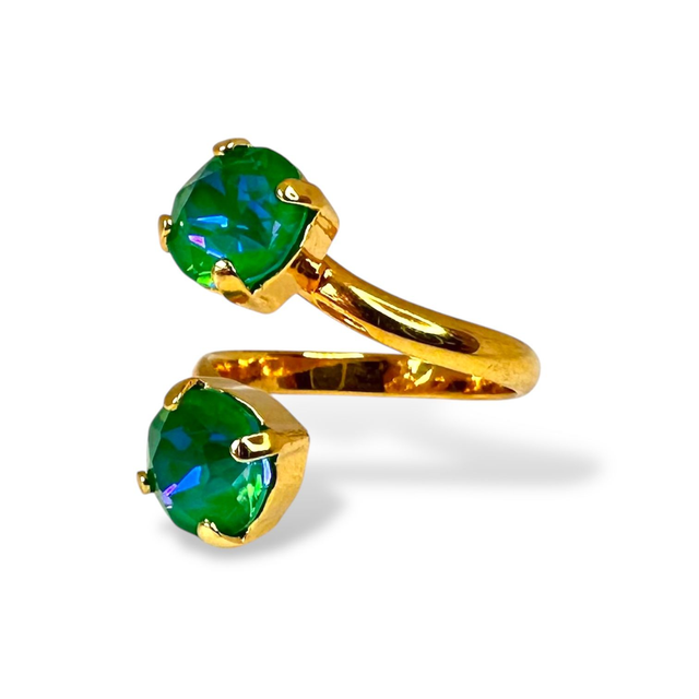 Ring DUO KLASSIK Grün Gold