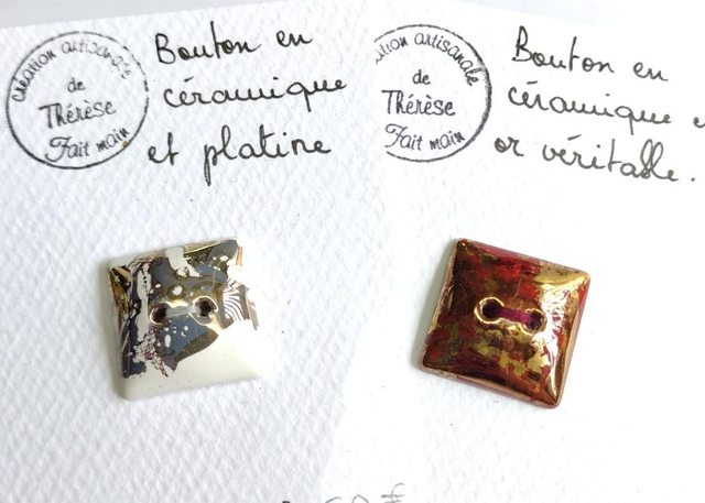 Bouton carré or ou platine 