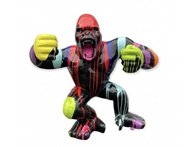 SCULPTURE GORILLE MULTICOULEURS 110 CM

