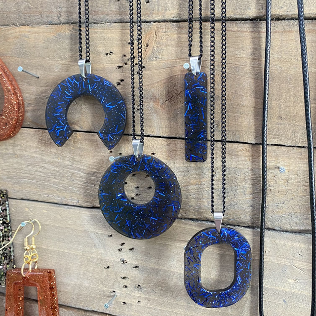 Collier Glitter Amber bleu