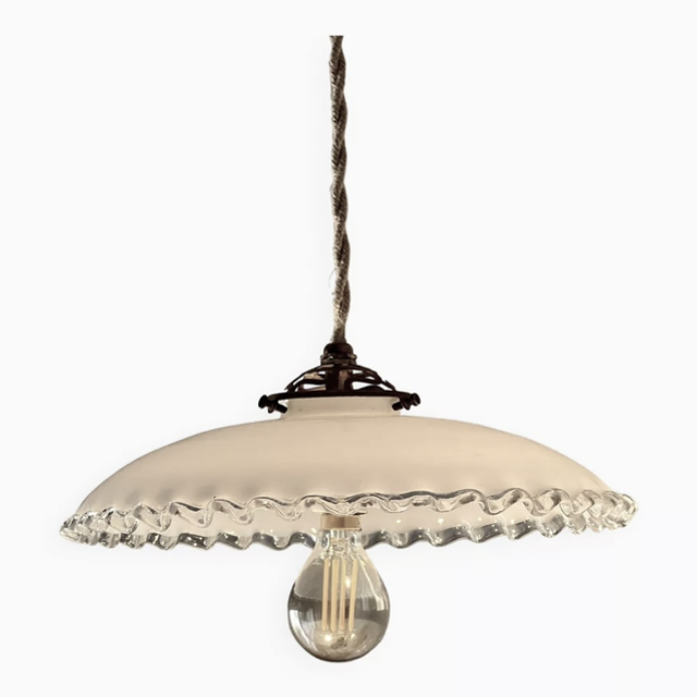 Opaline dentelée et bombée ancienne style bistrot fil corde