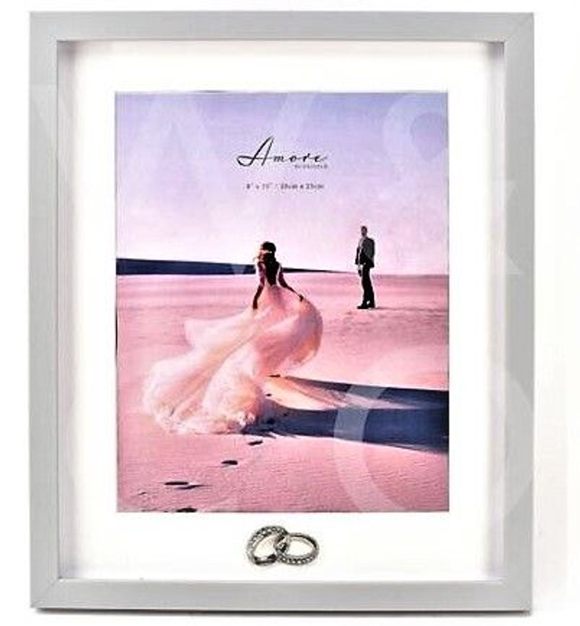 Personalised 8" X 10" Wedding Rings Grey Plastic Anniversary Picture Frame