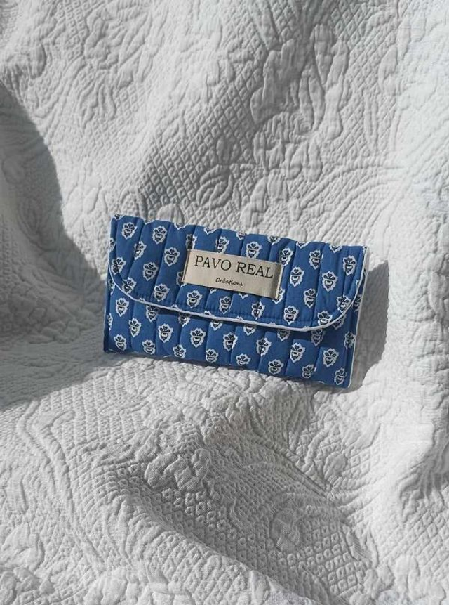 Pochette à lunettes provençale bleue