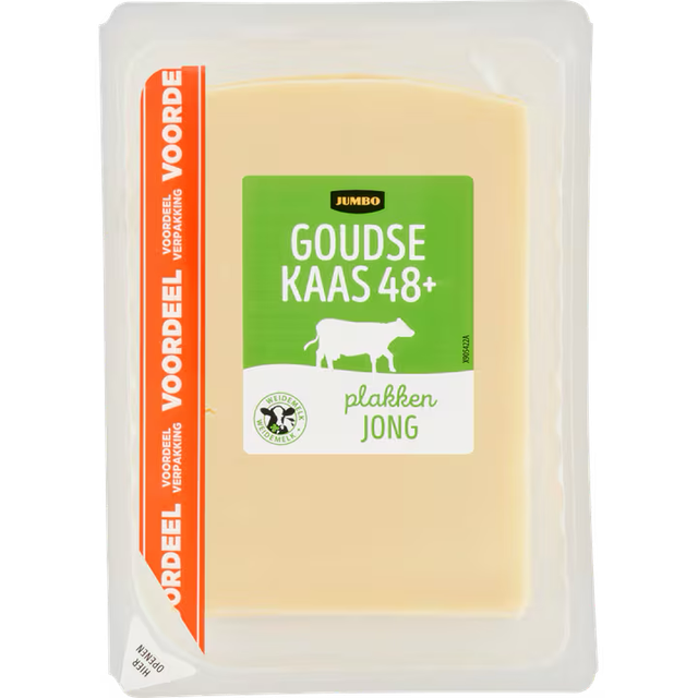 Jumbo Goudse Kaas Jong 48+ Plakken Voordeelverpakking 400 g