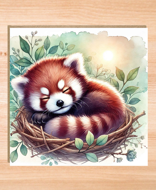 Red Panda New Baby Card - Nest