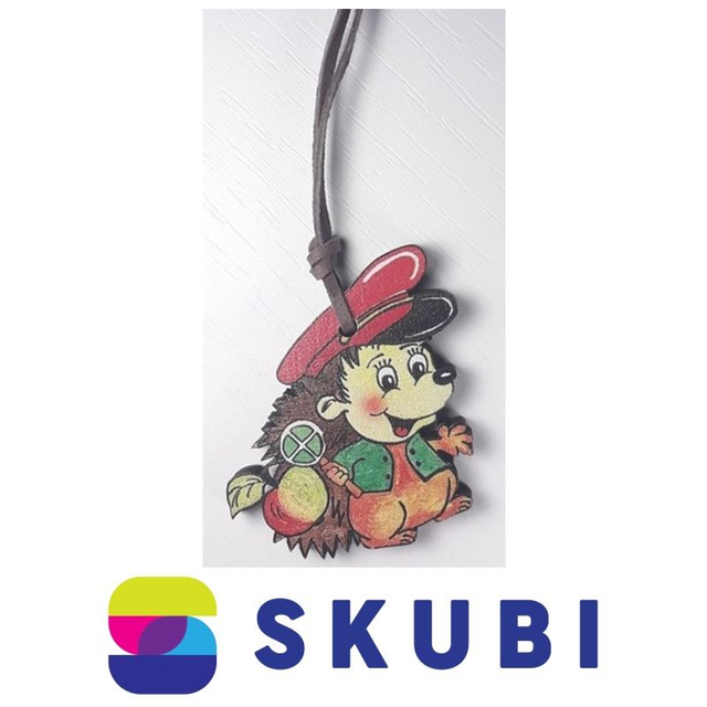 Přívěsek dřevěný - na krk - ježek výpravčí