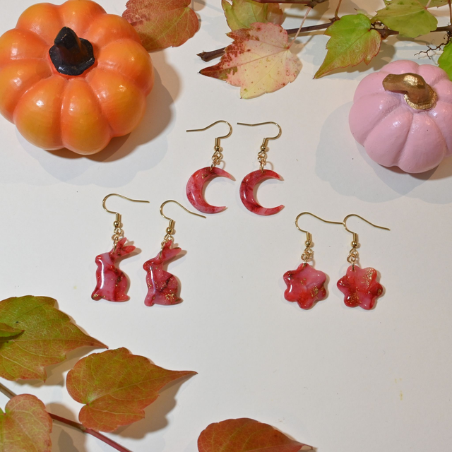 Boucles d'oreilles Halloween effet marbre rouge