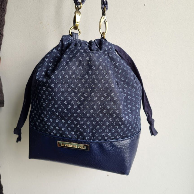 Baluchon "Kiko" & simili cuir bleu marine