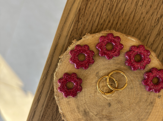 Pampilles dahlia framboise et paillettes
