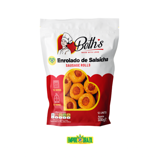 Mini Enroladinho de Salsicha Frito e Congelado / Fried and Frozen Sausage Roll BETH'S 12units