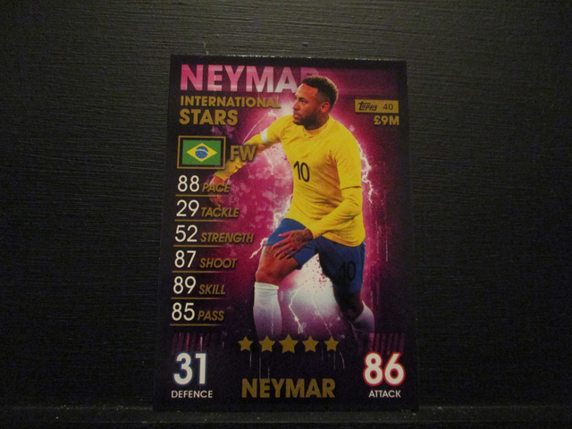Neymar - International Stars Match Attax 101 Original Trading Card