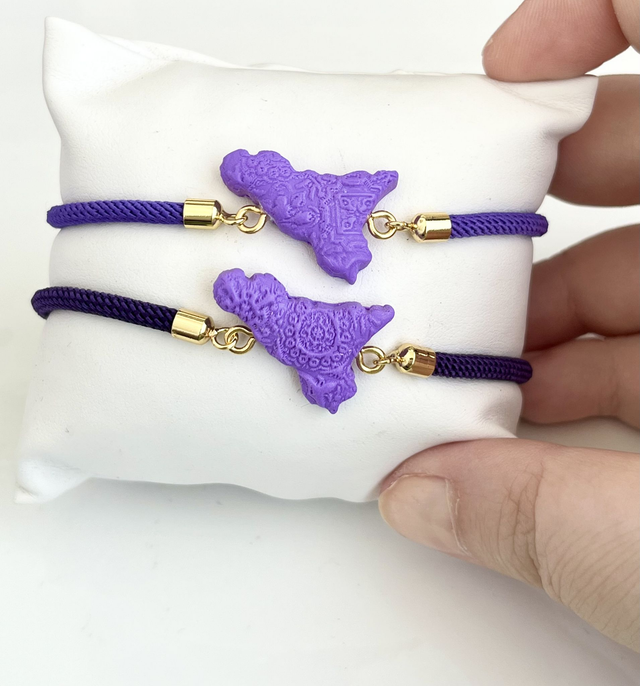 Bracciale Sicilia unisex con Maioliche in rilievo - Viola