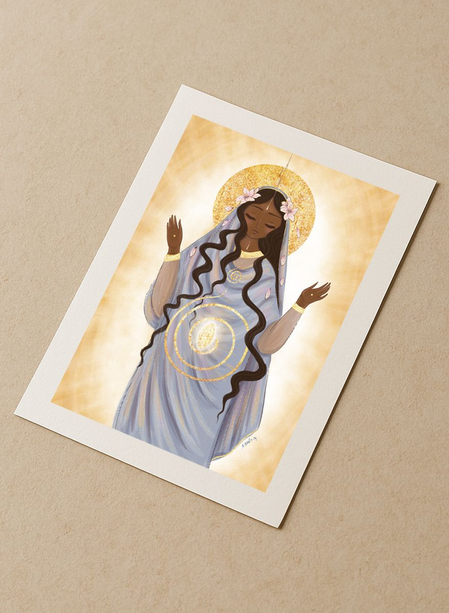 La Vierge porteuse du Verbe - Tirage d'art rehaussé de doré