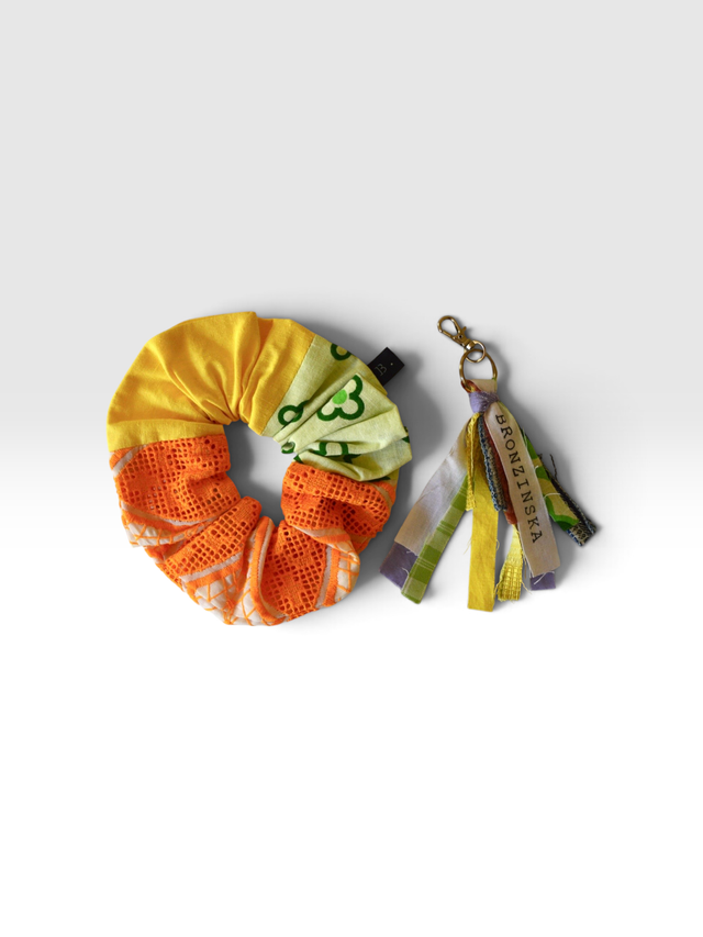 SET - Patchwork cotton scrunchie + keychain