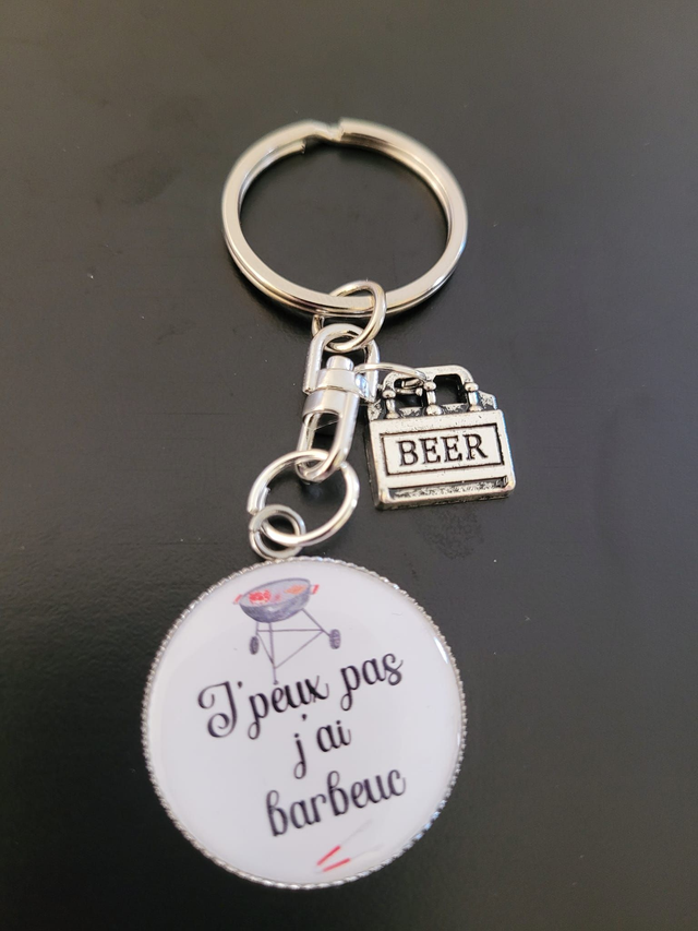 Porte-clés argenté - J'peux pas j'ai barbeuc
