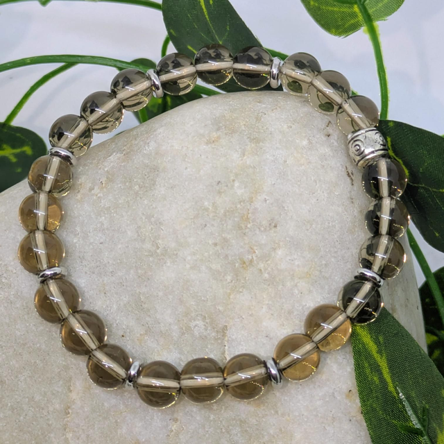 Bracelet &quot;Quartz fumé&quot; 8mm BR-095