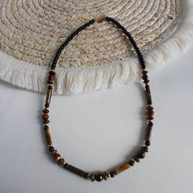 Dames ketting Tijgeroog &amp; Onyx (1.159)