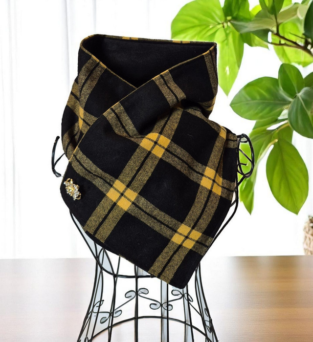 Yellow and Black Wool Cozy Wrap