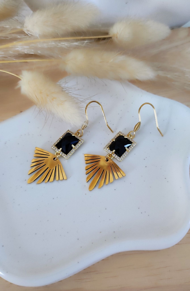 Boucles d'oreilles "Éclat" Obsidienne