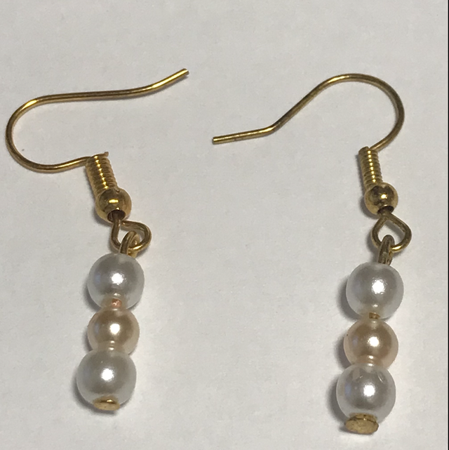 Peach/White Dangling Earrings-PWD03