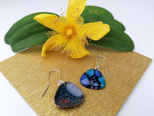 '' Les Graphiques '' - Boucles d'oreilles en émail