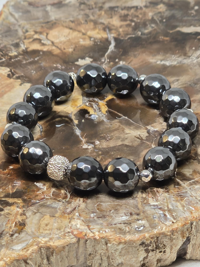 Bracelet Hématite XL à facettes 