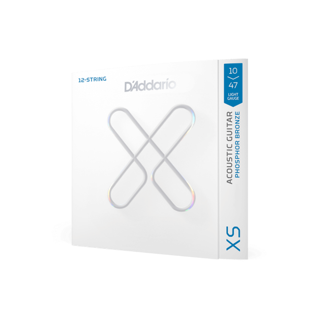 Cordes D'Addario XSAPB1047-12 en bronze phosphoreux pour guitare acoustique, Light, 12 cordes, 10-47 
