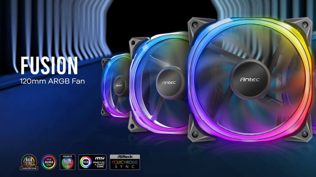 Antec Fusion 120mm ARGB PWM HB Fan, Airflow 57.93 CFM, Air Pressure 2.11, Noise